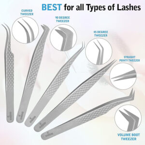 eyelash tweezers 5 pieces