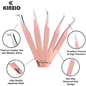 five pieces eyelash tweezer set